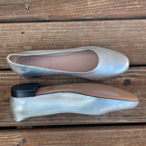 LEWIT LEA METALLIC SILVER BALLERINA FLAT LEATHER WOMEN’s Size 41 - Picture 8 of 8